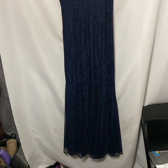 R & M Richard’s  Wo Size 12 FORMAL EVENING DRESS MOTHER OF BRIDE DRESS NAVY EUC - Picture 14 of 16
